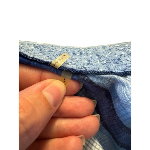 Bugatchi Uomo Men's Blue Linen Plaid Short Sleeve Classic Fit Button Up L Shirt - Picture 6 of 15